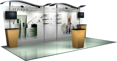 Trade show display with backwall and custom graphics