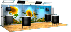 Trade show display with backwall and lights
